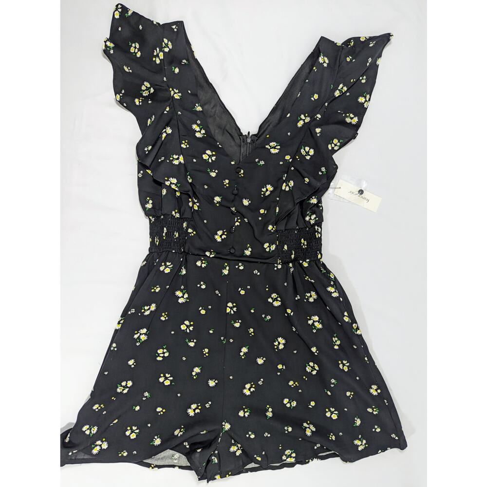 NWT Flutter Sleeve Romper Women's Medium Black - Picture 4 of 9